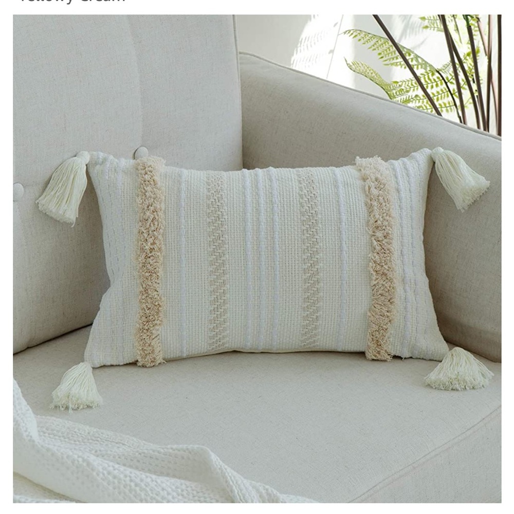 Boho Throw Pillow Cover Tufted Decorative Pillow Cover